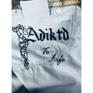 Adiktd Womens Blue Denim Jeans Embellished Pockets Stitching Sz 4 waist 28 Tall